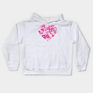 Valentine Heart shape with hearts Kids Hoodie